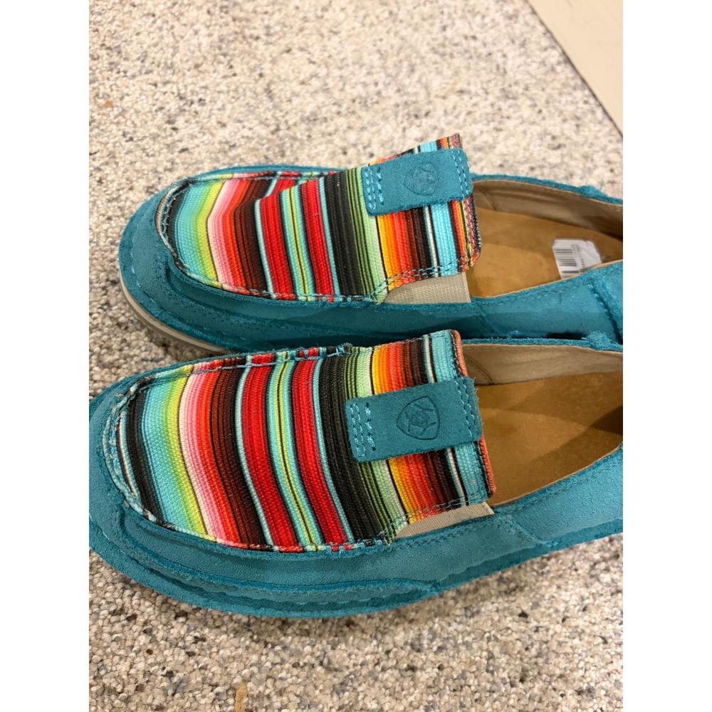 Ariat Cruiser Womens 9B Teal Suede Serape Stripe Slip On Loafers EUC - Picture 2 of 8